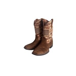 Ariat Sport Patriot Mens 12D Brown‎ Camo American Flag Western Boots 10019959